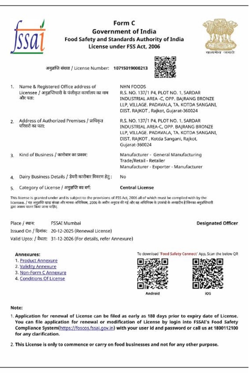 NHN FOODS Certificates